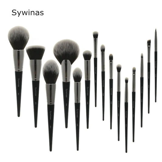 15pcs High Quality Black Natural Synthetic Hair Makeup Brushes